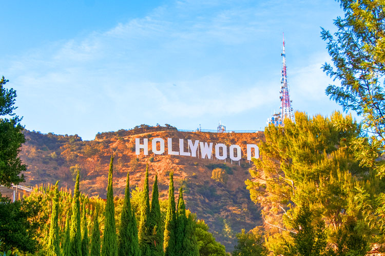 Hollywood Tour view of the iconic Hollywood Sign overlooking Los Angeles