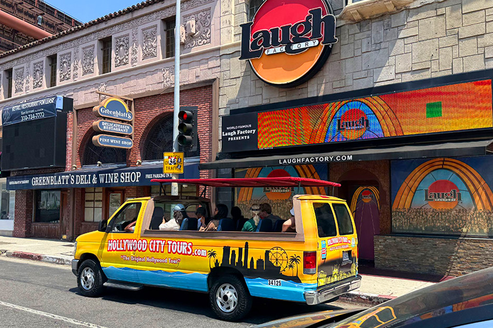 The Laugh Factory comedy club marquee in Los Angeles